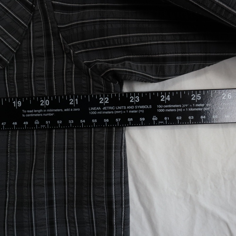 BLACKHAWK!‎ Shirt Mens Medium Casual Flap Pocket Button Gray Striped Long Sleeve - Picture 3 of 6